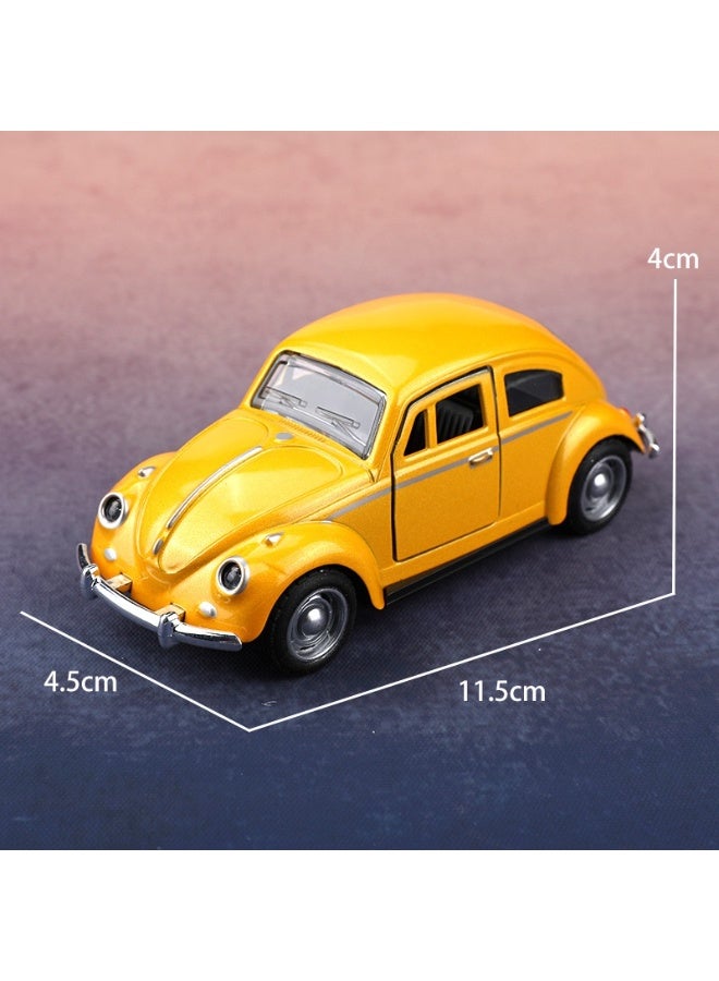 1:38 Scale Die-Cast Metal Car Model - Classic Retro Yellow, Openable Doors & Windows, Collectible Toy Car with Visible Interior, Perfect Birthday Gift,Car Toy,Kids Gift - Image 2